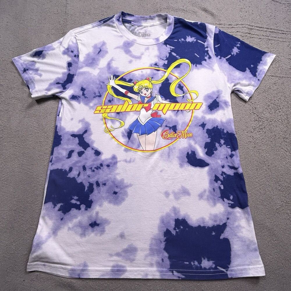 Sailor Moon Tie Dye Graphic T-Shirt Mens Size M Anime Blue
